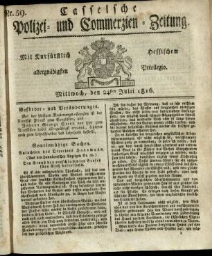 Nr. 59, Mittwoch, den 24sten Julii 1816