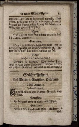 Sechster Auftritt. Mad. Berinte, Christine, Octavius.