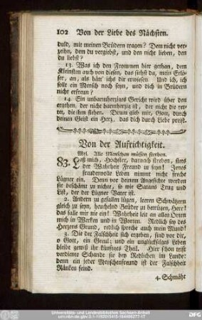 Von der Aufrichtigkeit.