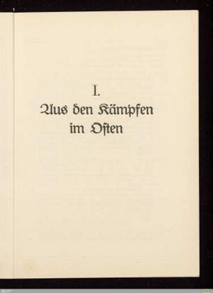 I. Aus den Kämpfen im Osten