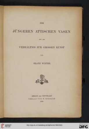 Die jüngeren attischen Vasen und ihr Verhältnis zur grossen Kunst
