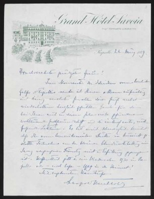 Brief von Leopold von Berchtold an Margarete Hauptmann