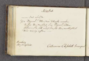 Katharina Elisabeth Jencquel. – Hamburg, 21.09.1781