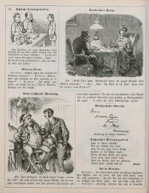 "Schlecht hinausgeholfen" "Sonderbare Frage" "Ueberraschende Wendung"