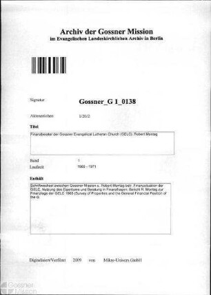 Finanzberater der Gossner Evangelical Lutheran Church (GELC), Robert Montag