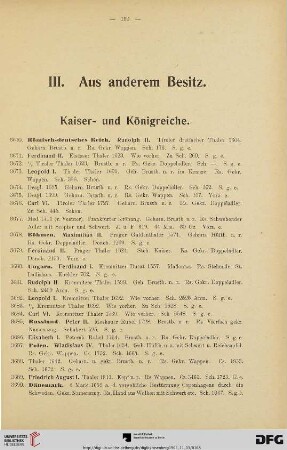 III. Aus anderem Besitz (Nr. 3670-3865)
