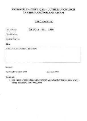 REFRESHER COURSES 1999-2000