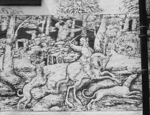 Sgraffito mit einer Jagdszene