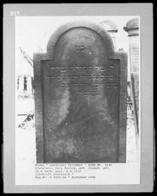 Grabstein von Sara Herzog (geborene Joseph) (gestorben 1910.06.05)
