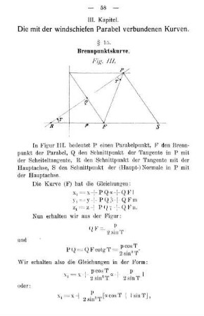 III. Kapitel - Die mit der Windschiefen Parabel verbunden Kurven.