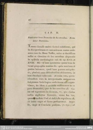Cap. II. Explicatur locus Promethei de Ius erroribus. Emendatur Pherenicus