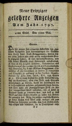 41tes Stück. Den 22ten Mai.