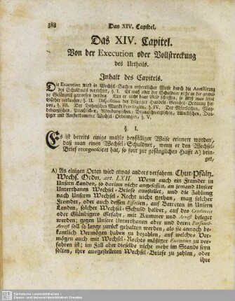 Das XIV. Kapitel. Von der Execution oder Vollstreckung des Urtheils