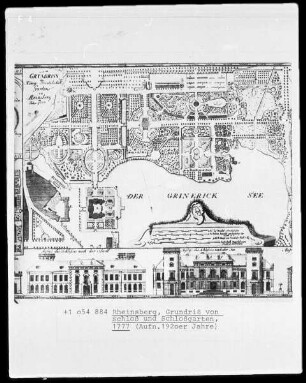 Rheinsberg (Mark): Plan des Schlosses und Garten, heute: Diabetiker-Sanatorium