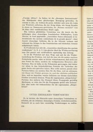 III. Unter ehemaligen Verbündeten