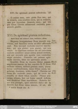 XVI. De spirituali piorum refectione.