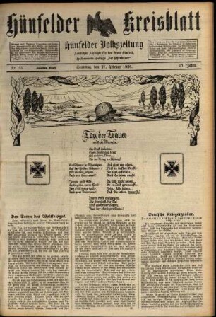 Zweite Ausgabe vom Samstag, den 27. Februar 1926.