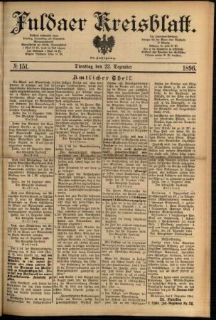 Erste Ausgabe vom Dienstag, den 22. Dezember 1896.