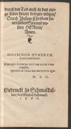 Distichon Numerum Anni continens.