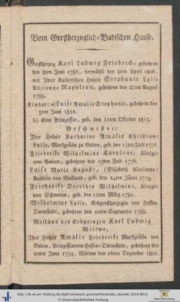 Vom Großherzoglich-Badischen Hause.