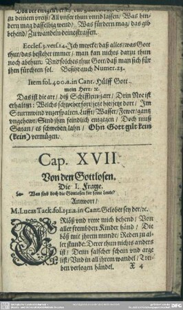 Cap. XVII. Von den Gottlosen