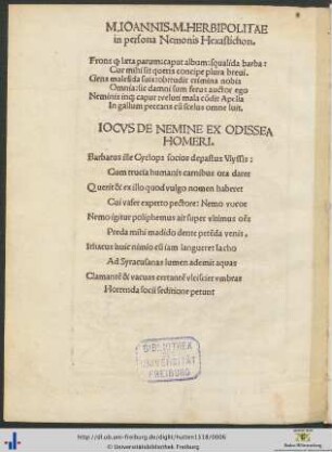 IOCUS DE NEMINE EX ODISSEA HOMERI