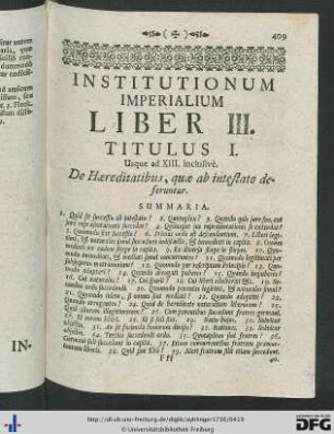 Institutionum Imperialium Liber III.