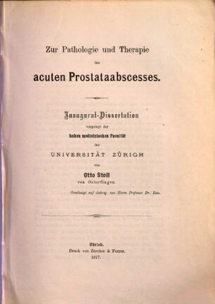 Zur Pathologie und Therapie des acuten Prostataabscesses