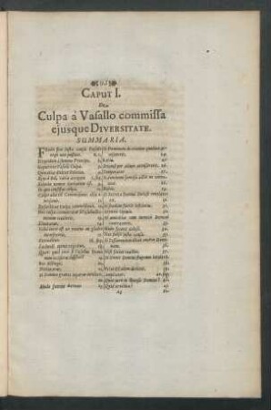 Caput I. De Culpa a Vasallo commissa eiusque Diversitate.