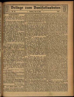 Zweite Ausgabe vom Sonntag, den 13. Juni 1926.