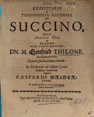 Exercitatio E Philosophia Naturali, De Succino