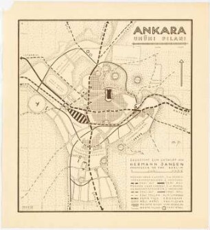 Gesamtbebauungsplan Ankara: Verkehrs- und Flächennutzungsplan 1:20 000