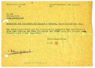 Schreiben des Ermittlungsdienstes über die NS-Vergangenheit der Familie Herrmann