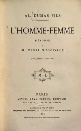 L' homme - femme : Réponse à M. Henri d'Ideville