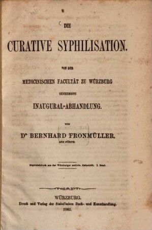 Die curative Syphilisation