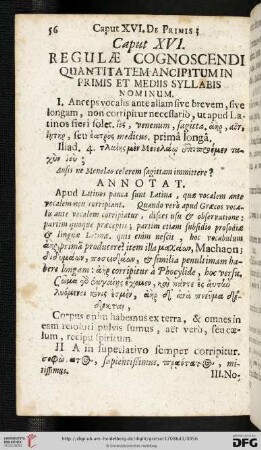 Caput XVI: Regulae cognoscendi quantitatem ancipitum in primis & mediis syllabis nominum