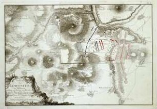 WHK 24 Deutscher Siebenjähriger Krieg 1756-1763: Plan der Schlacht bei Lobositz zwischen der siegreichen preußischen Armee unter Friedrich II. und der österreichischen Armee unter Feldmarschall Brown, 1. Oktober 1756