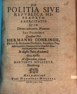 De Politia Sive Republica Hebraeorum Exercitatio