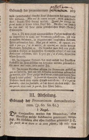 III. Abtheilung. Gebrauch der Pronominum demonstrativorum.
