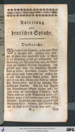 Anleitung zur deutschen Sprache.