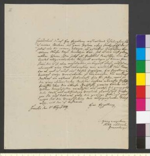 Brief von Rühle von Lilienstern, Johann Jakob Otto August an Goethe, Johann Wolfgang von