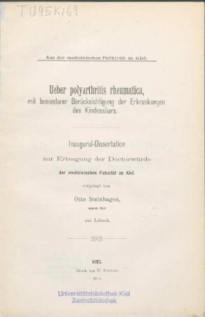 Ueber polyarthritis rheumatica, mit besonderer Berücksichtigung der Erkrankungen des Kindesalters