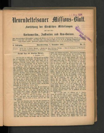 1. November 1914. Nr. 11.