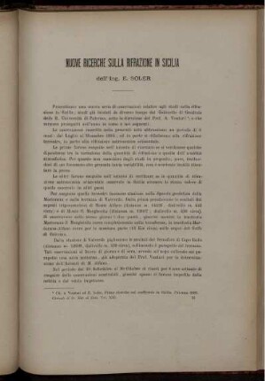 NUOVE RICERCHE SULLA RIFRAZIONE IN SICILA