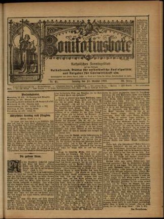 Erste Ausgabe vom Sonntag, den 12. Oktober 1919.