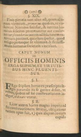 Caput Nonum. De Officiis Hominis Erga Seipsum, Et Virtutibus Hinc Fluentibus.