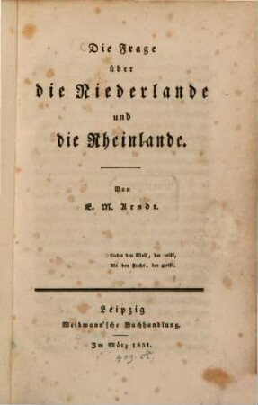 Die Frage über die Niederlande und die Rheinlande