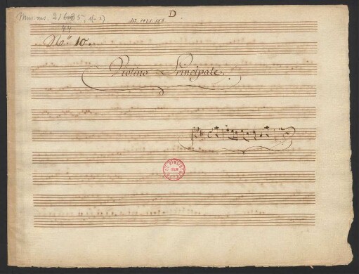 Konzerte; vl, strings, cor (2); D-Dur; CapT 539/9; D 21