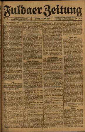 Ausgabe vom Freitag, den 14. Mai 1920.