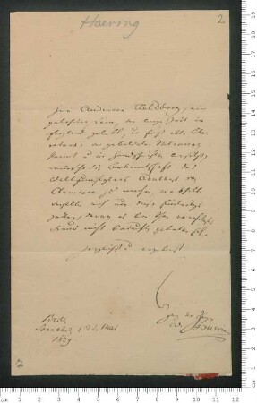 Brief von Willibald Alexis an Adelbert von Chamisso